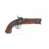 An Irish 12 bore percussion travelling pistol, by Trulock of Dublin, with flat top round twist barrel, stamped 'Dublin', with registration number 'DC-4692', plain back action lock stamped with maker's name, walnut fullstock with plain brass mounts, swivel ramrod. 9in (23cm) long