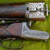 10-bore made circa 1877-80, and of a calibre once popular with wild fowl shooters. This gun with its 32 inch length damascus barrels weighs 8lbs and handles like a much lighter traditional side by side game gun weighing 6 to 7 lbs.